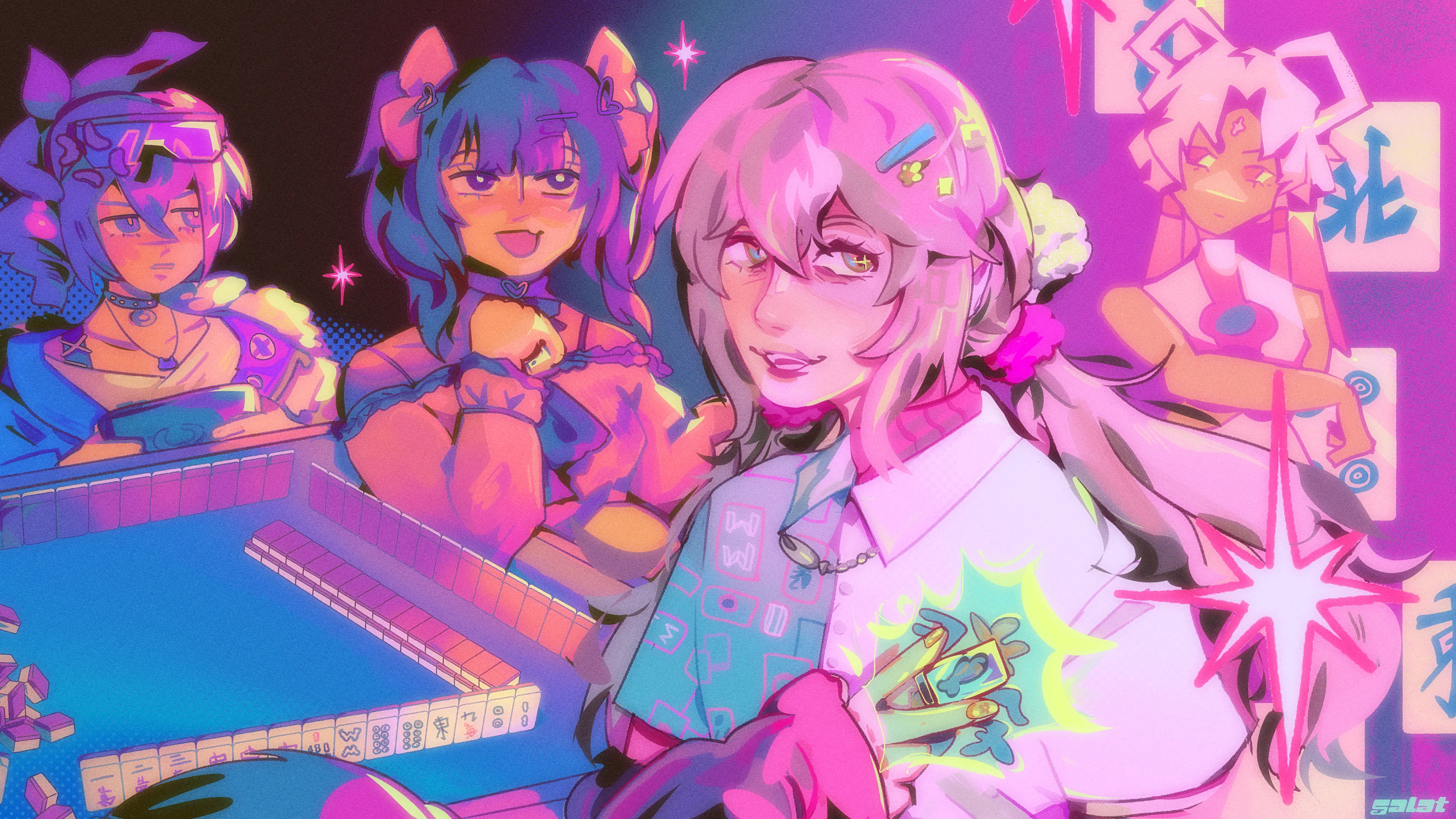 202X/ HSR Quantum characters enjoying some mahj