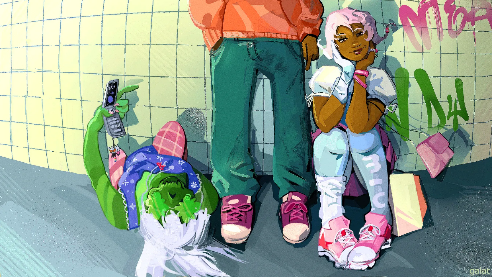 2026/ vaguely hsbc themed art of dirk, roxy and calliope