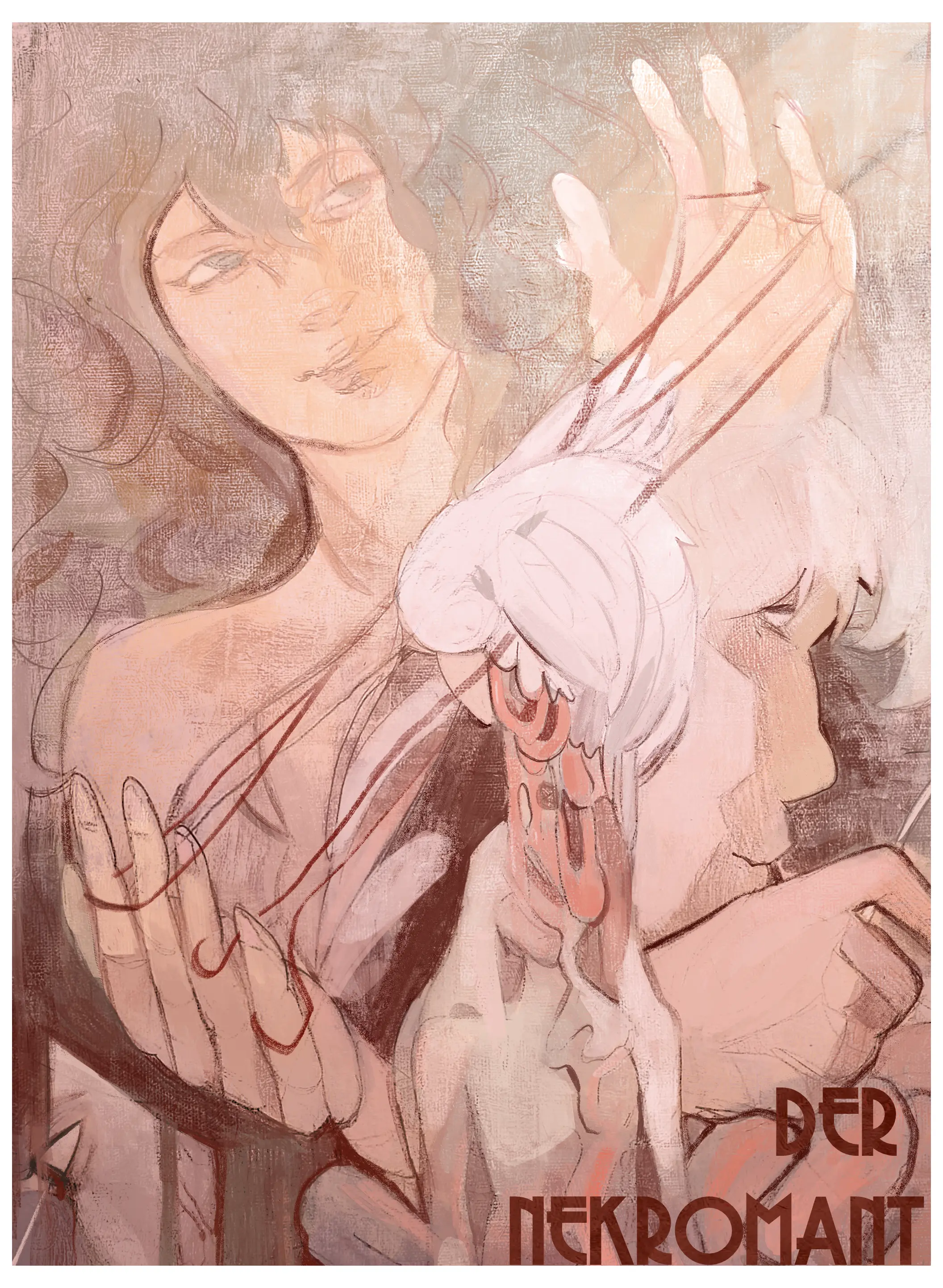 2024/ Nekromant (OC) - vintage style poster. lineart was drawn traditionally.